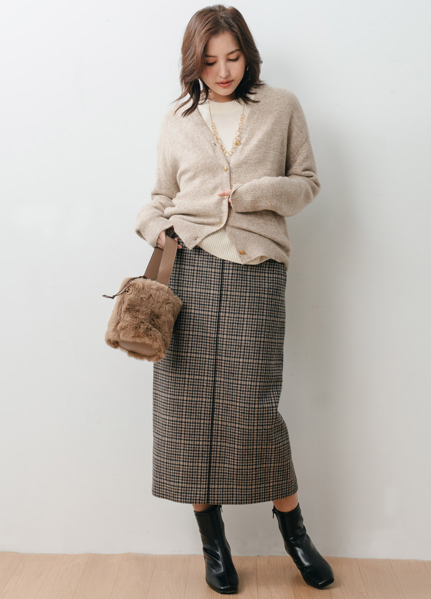 CASHMERE V領金釦針織外套